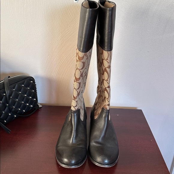 Coach Brown and Black Patterned Knee-High Boots size 7.5 - Picture 2 of 6
